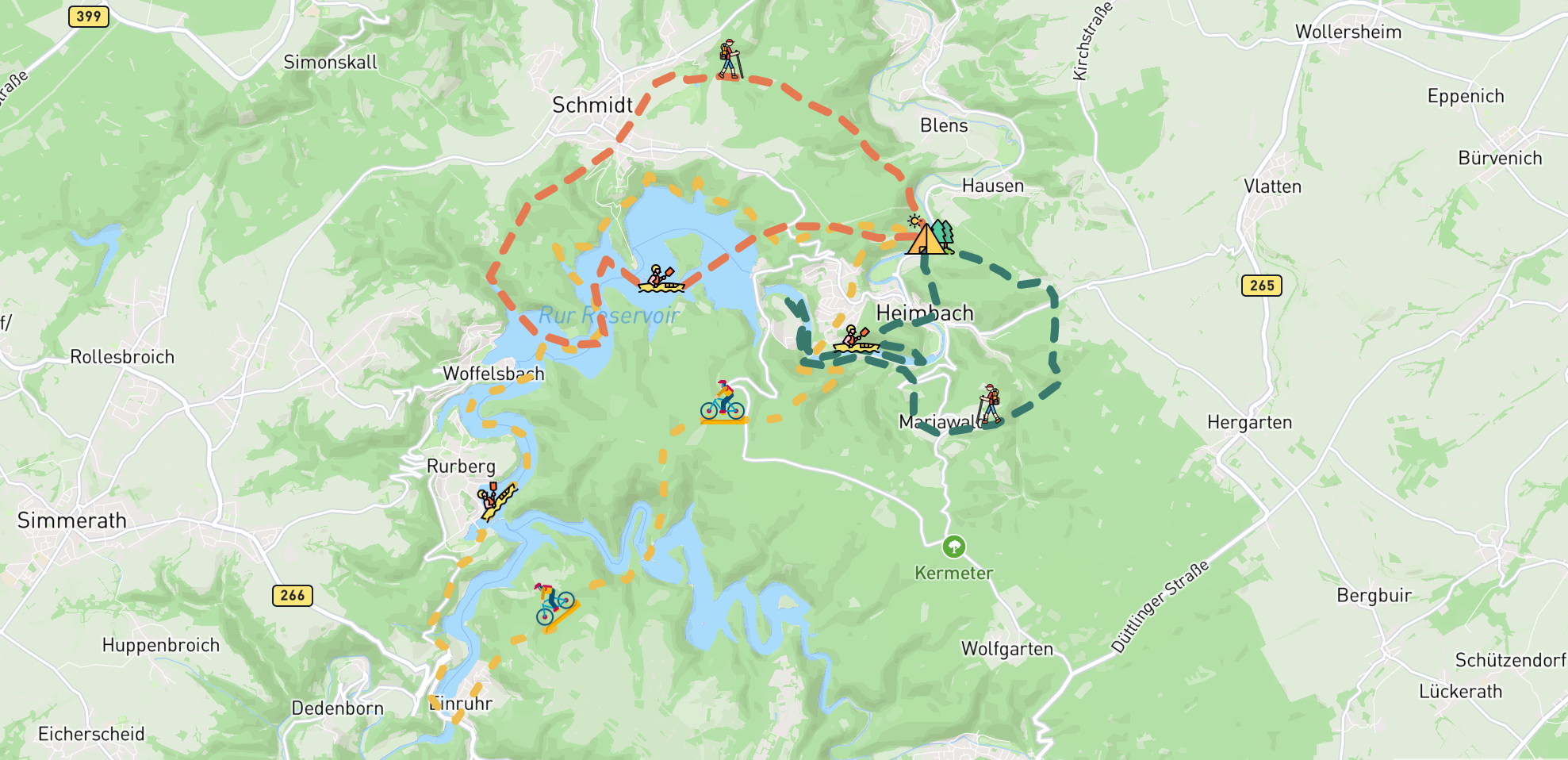 Packraft Eifel Germany trails map