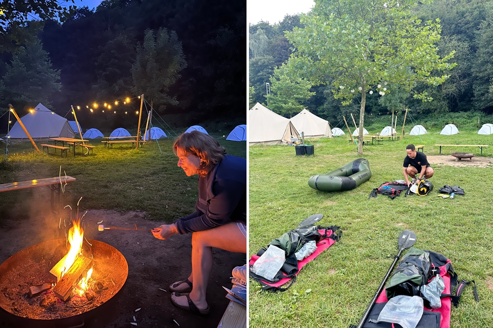 Klargøring af packrafting-udstyr i Packraft Travels basecamp i Tyskland